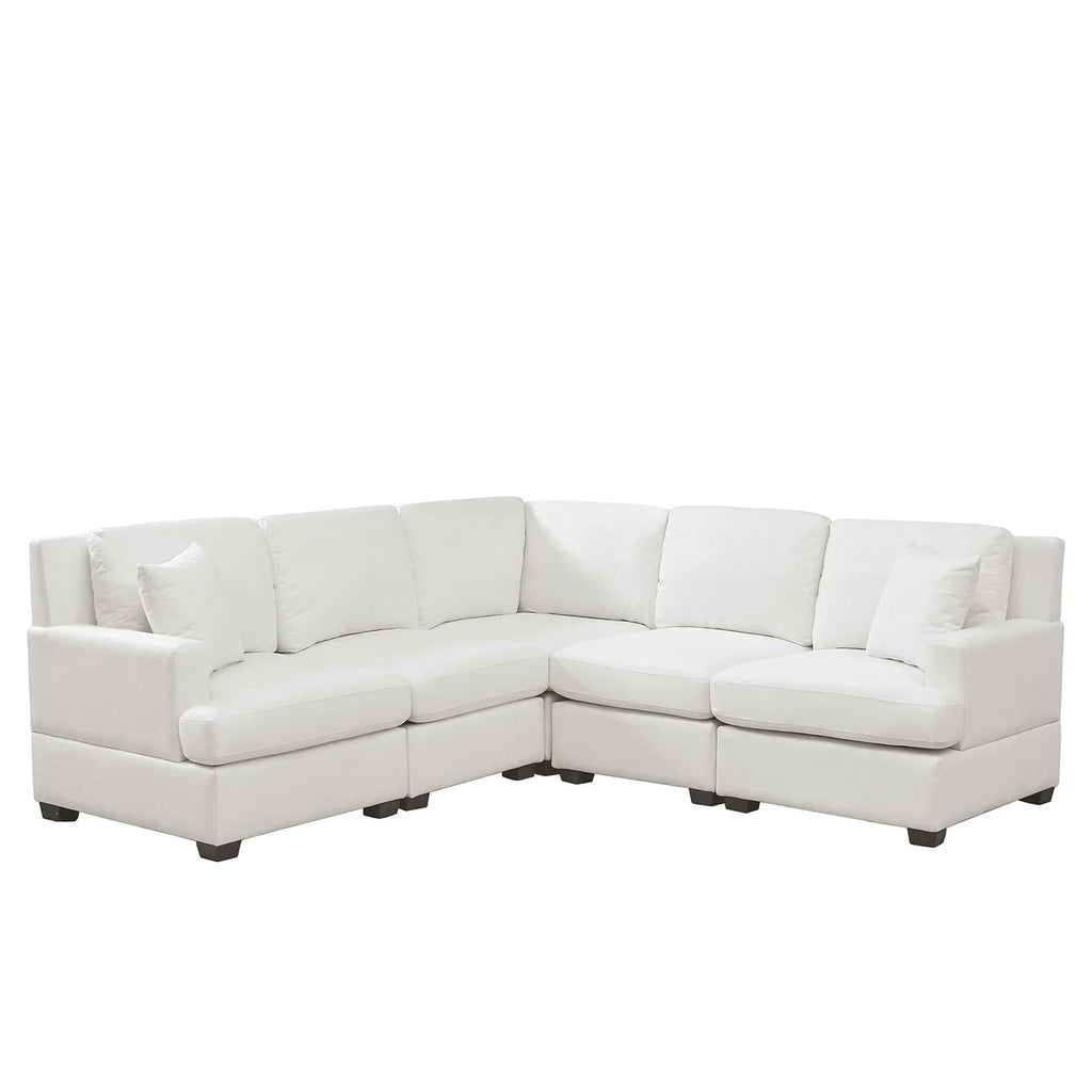 White Convertible L Shaped Sofa Y33256