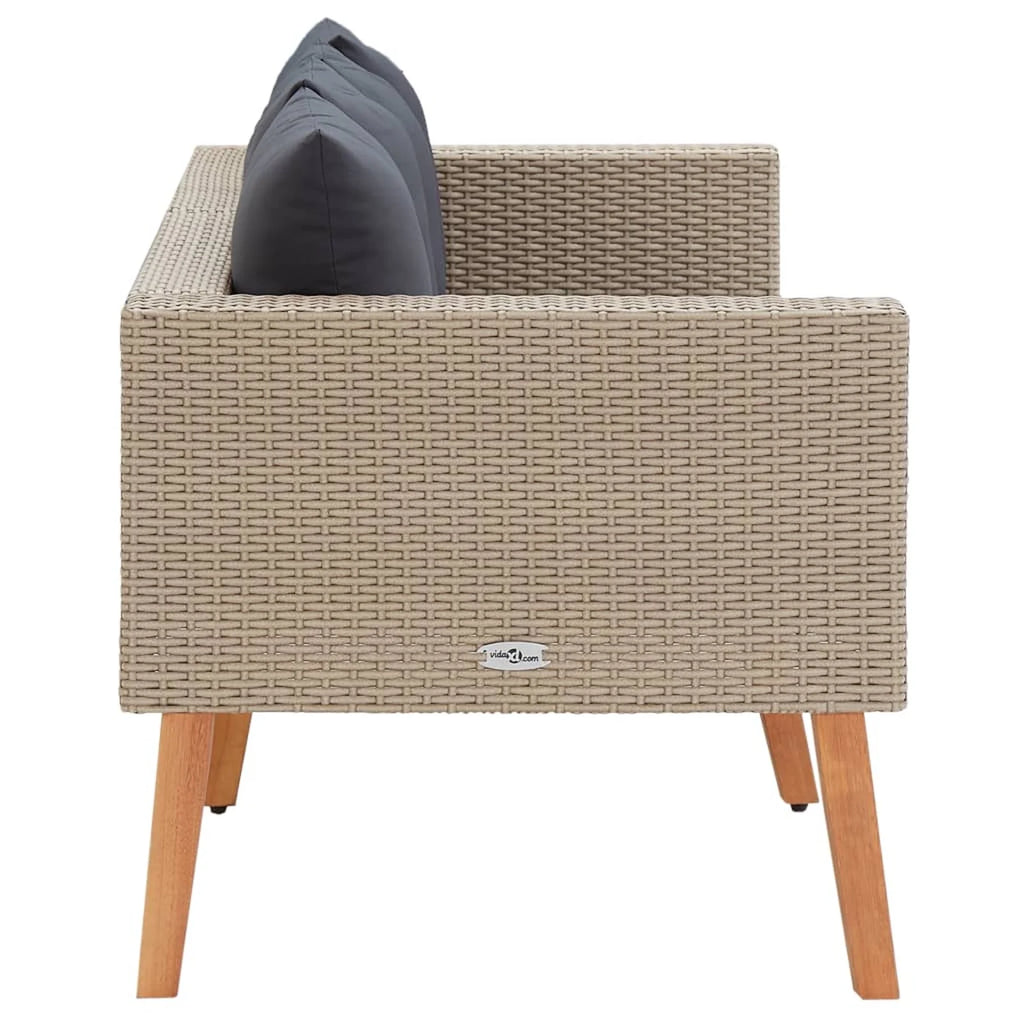 Beige Poly Rattan 2-Seater Patio Sofa with Cushions Q5608