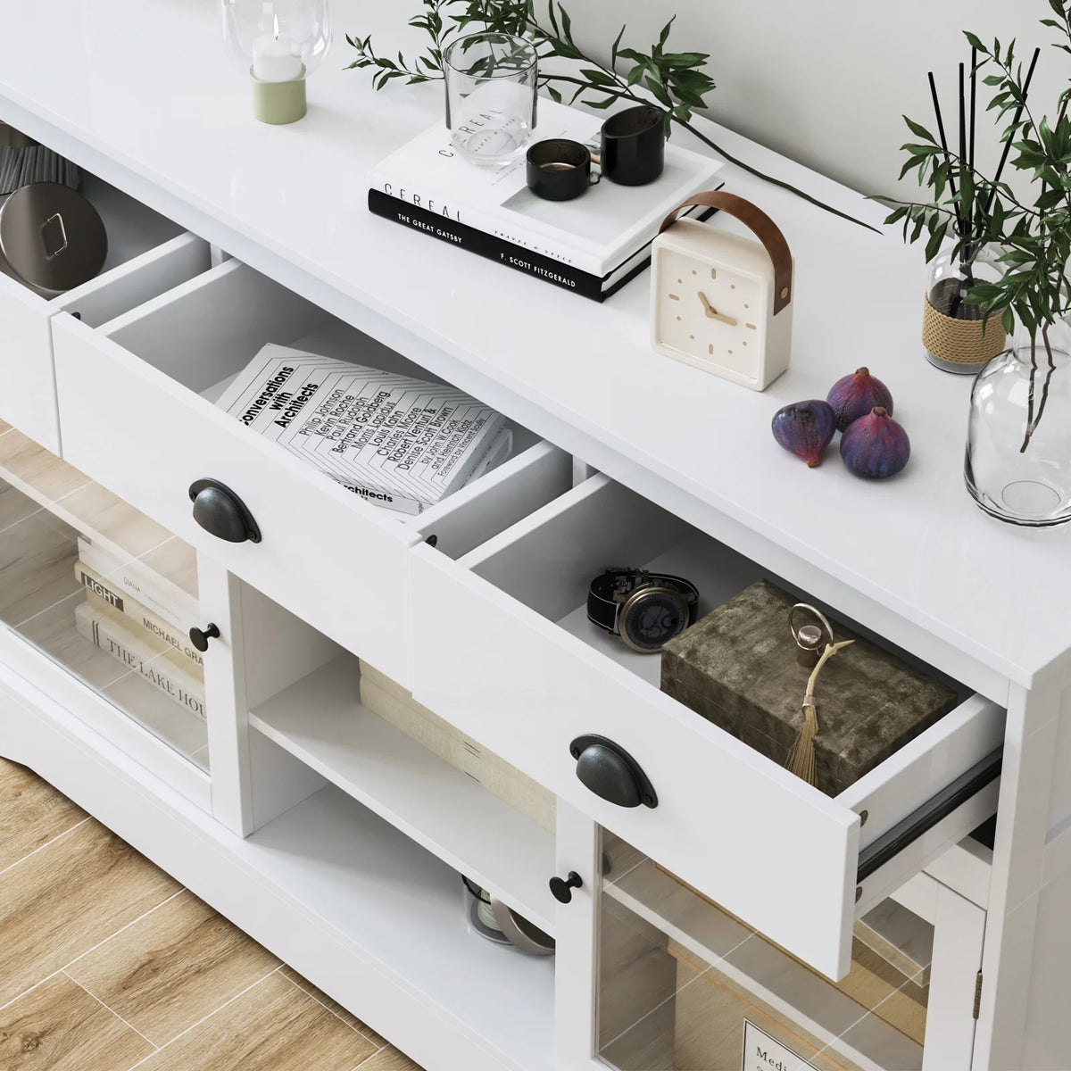 White 3 Drawer Sideboard Buffet X818300
