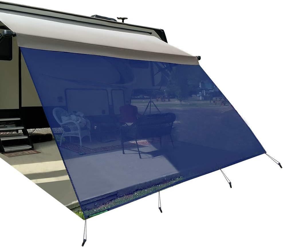 RV Awning Sun Shade Mesh Screen 6'X12'3'' Black UV Sunblock Kits Motorhome Trailer Canopy Shelter X441821