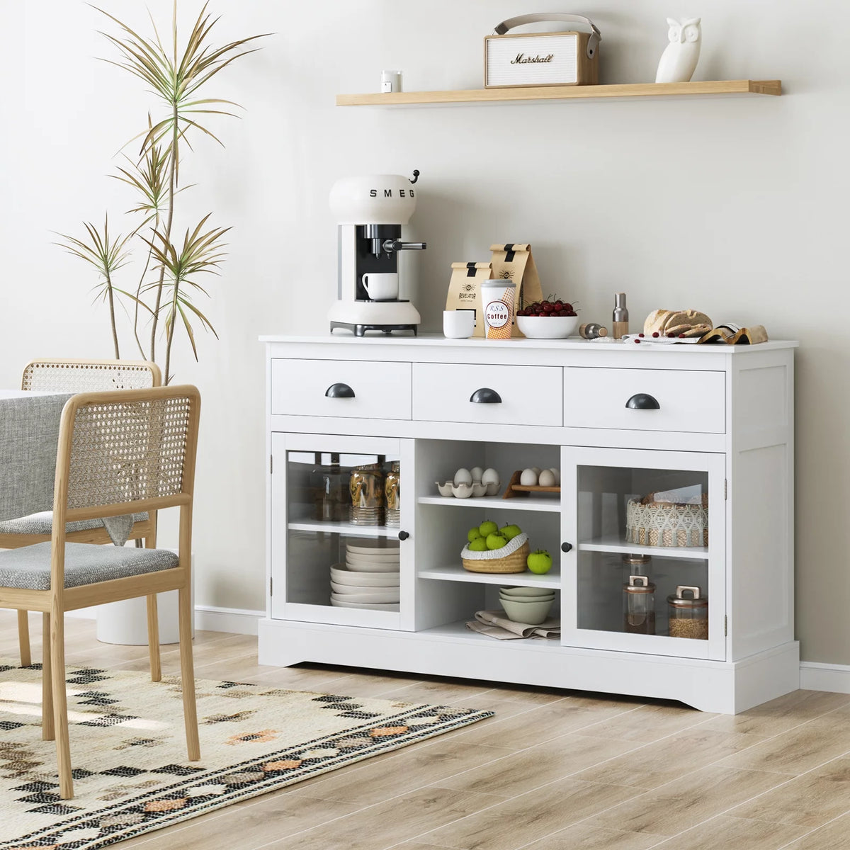 White 3 Drawer Sideboard Buffet X818300