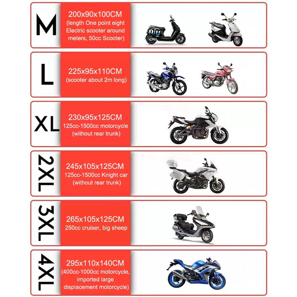 Waterproof Motorcycle Cover, 210D Oxford Cloth E4023