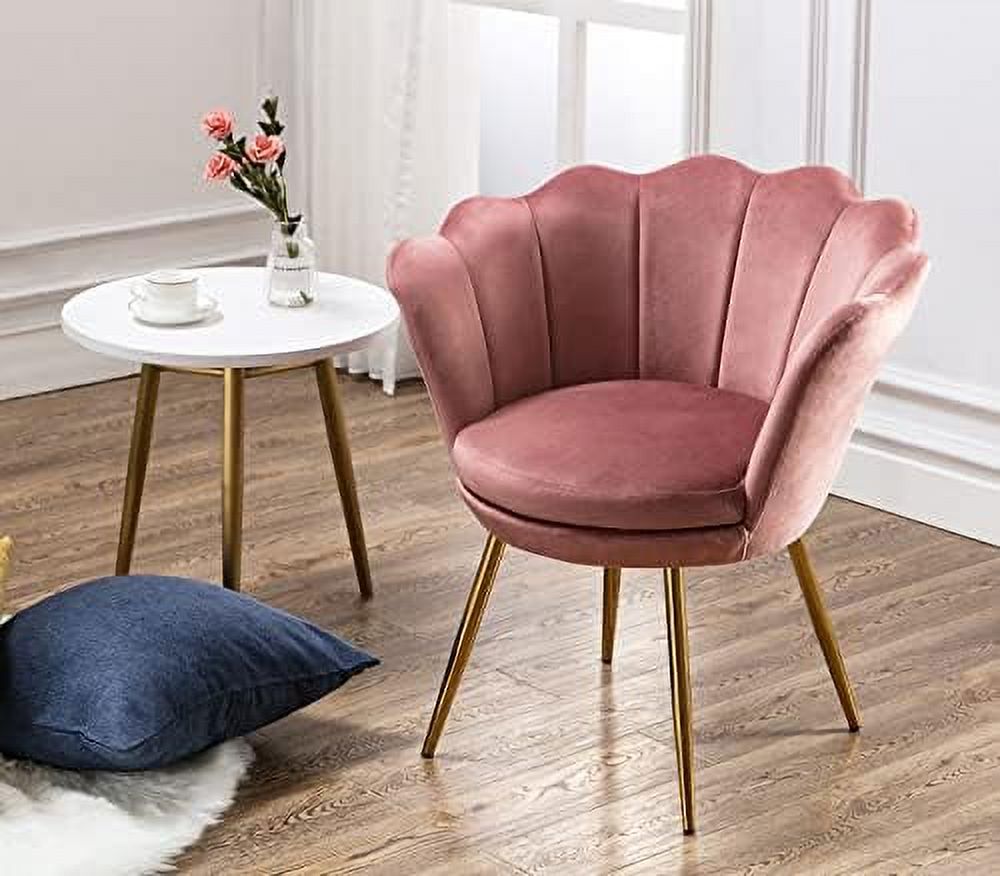 Cream White Velvet Shell Shaped Accent Chair H625489