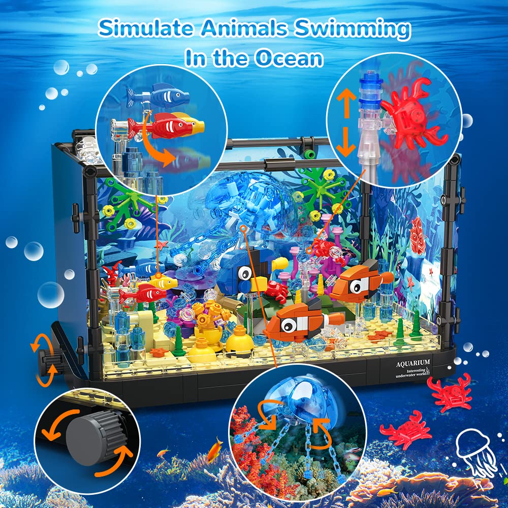 725PCS Fish Tank STEM Building Set with LED Light J862