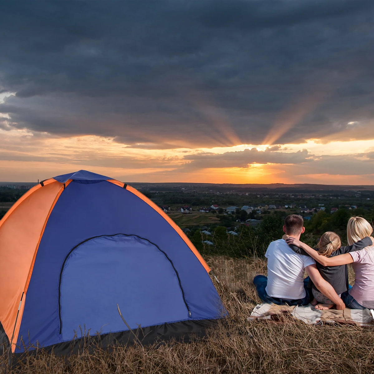 Lightweight Waterproof Camping Tent for 3-4 Persons with Rain Fly L65510