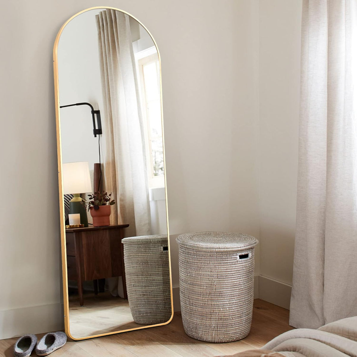 Gold Aluminum Alloy Frame Full Length Floor Mirror N18615