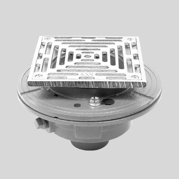 6x22 Cast Iron Floor Drain with Solid Nickel Bronze Top W79224