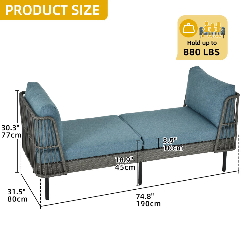 74in Wicker Outdoor Daybed with Cushion O414