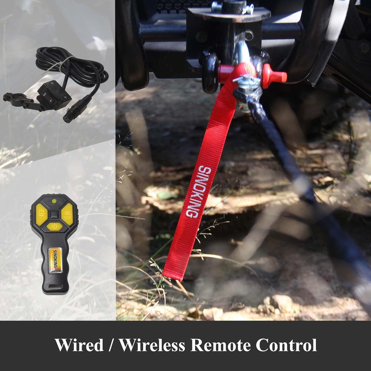12VDC 3000LB UTV ATV Winch with Steel Cable Electric Winch Kit with Wireless Remote Control M4744