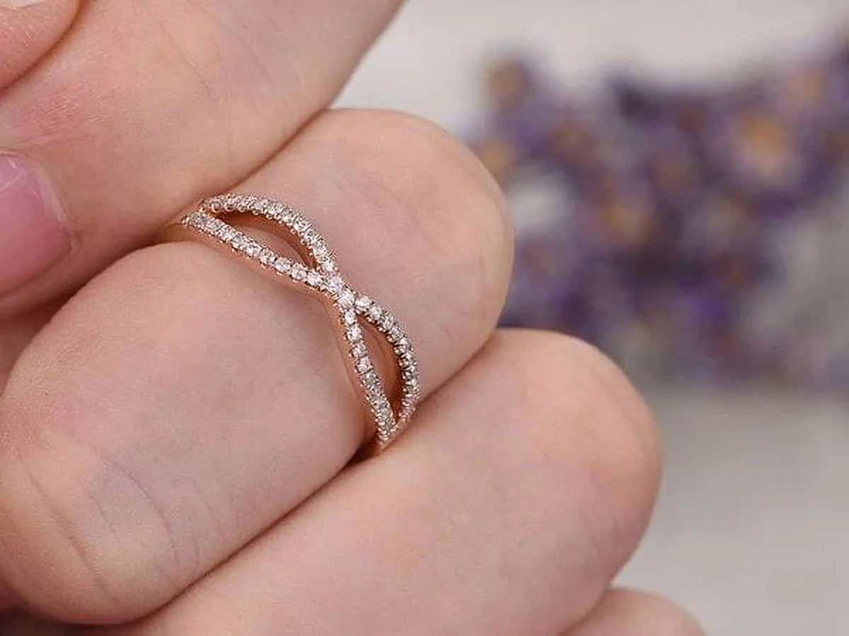 .15 ct Diamond Twisted Stacking Ring in 10K Rose Gold W848096