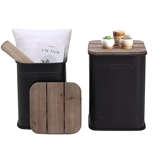 Galvanized Metal Storage Ottoman Side Table A84771