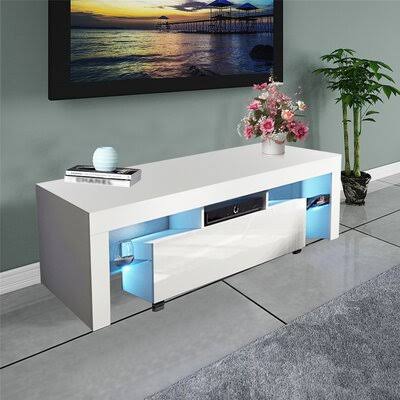 White High-Gloss LED TV Cabinet C140
