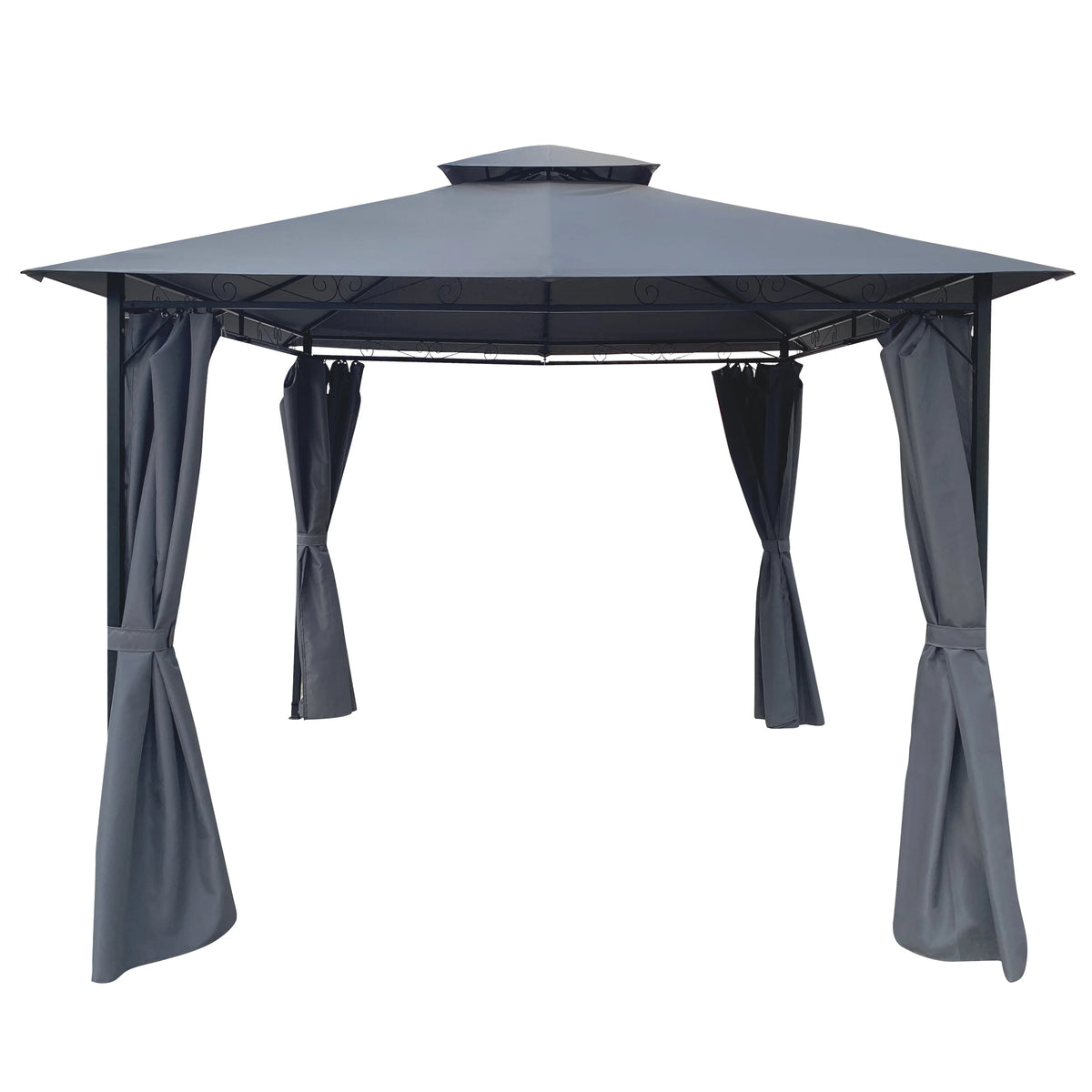 Gray Gazebo Canopy With Curtains Z407964