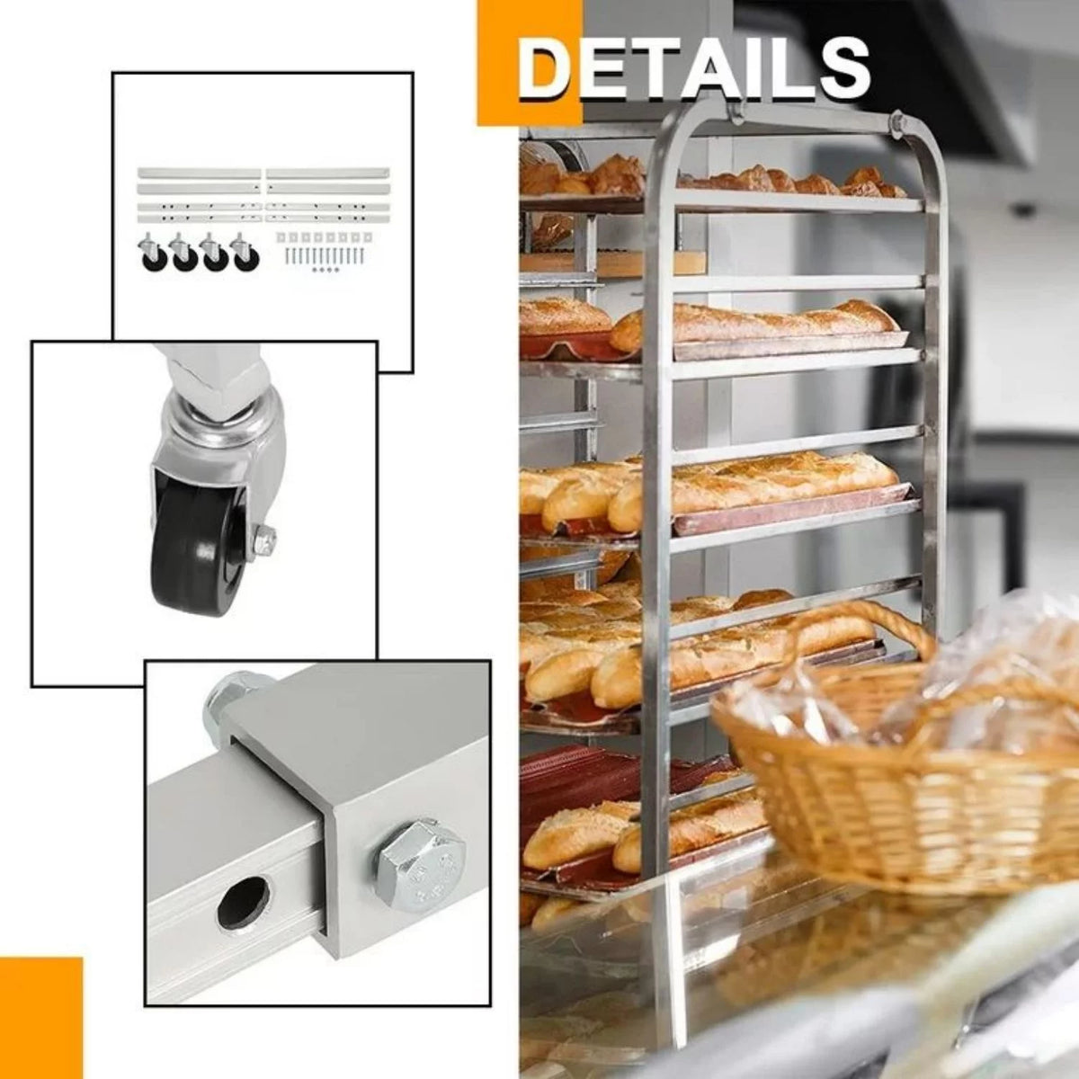 25 Tier Aluminum Bakery Rack with Lockable Wheels T14695
