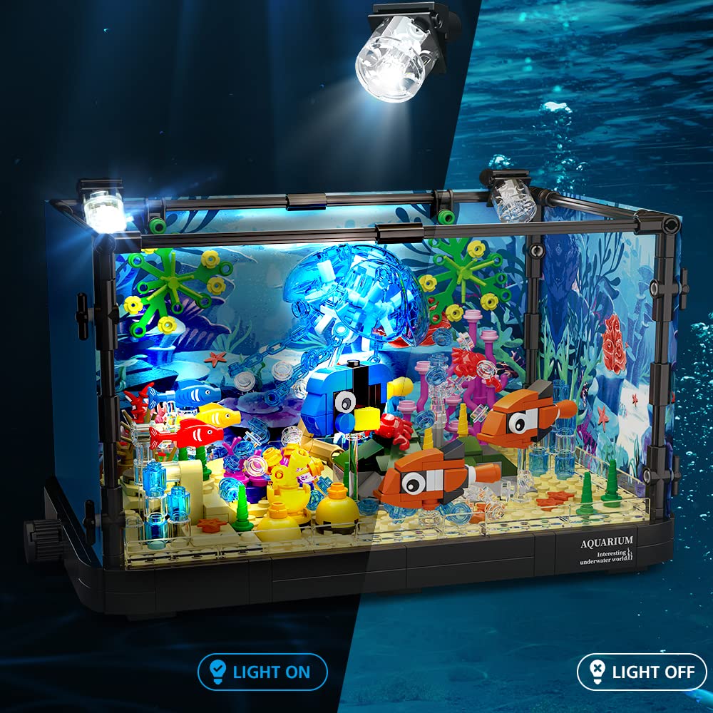 725PCS Fish Tank STEM Building Set with LED Light J862