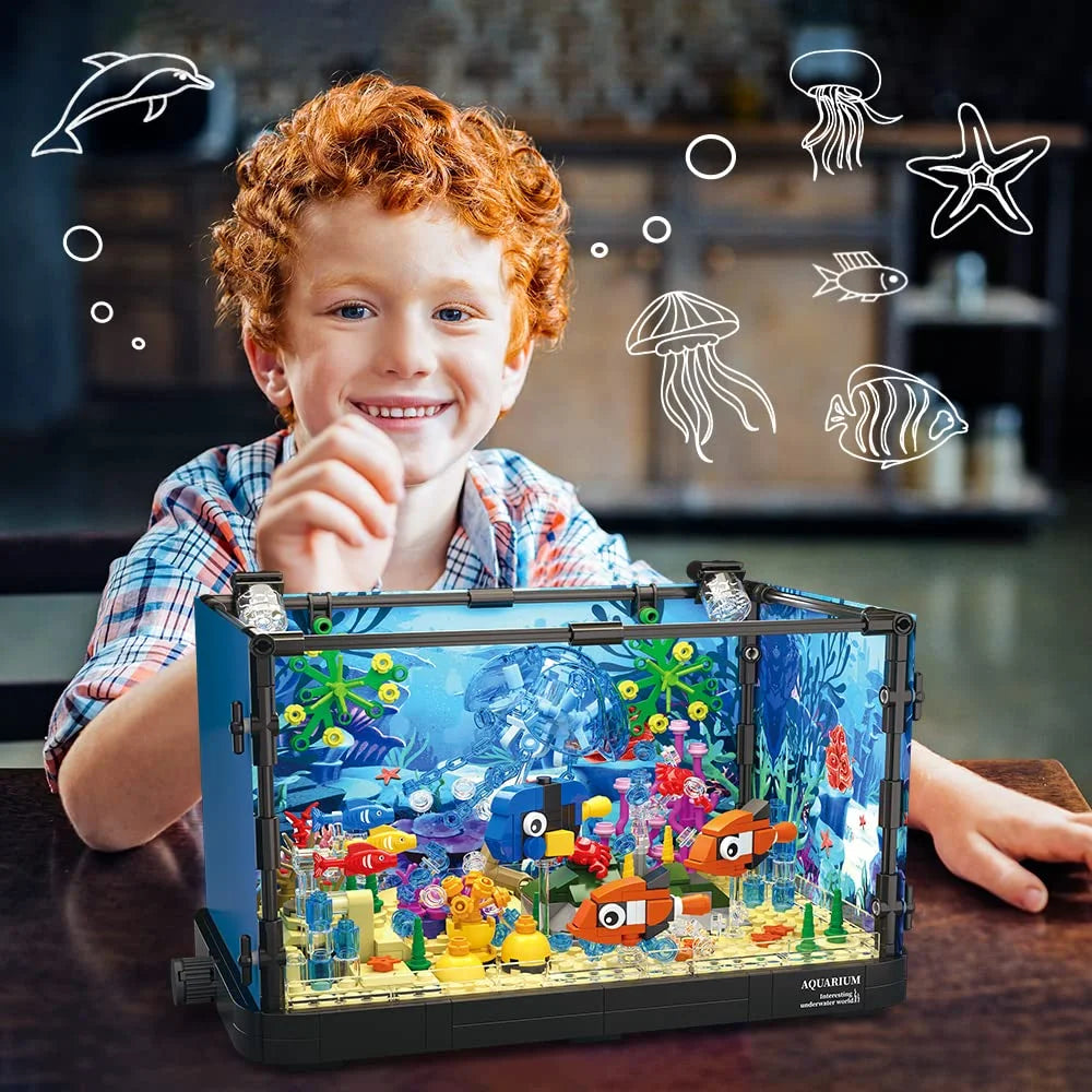 725PCS Fish Tank STEM Building Set with LED Light J862