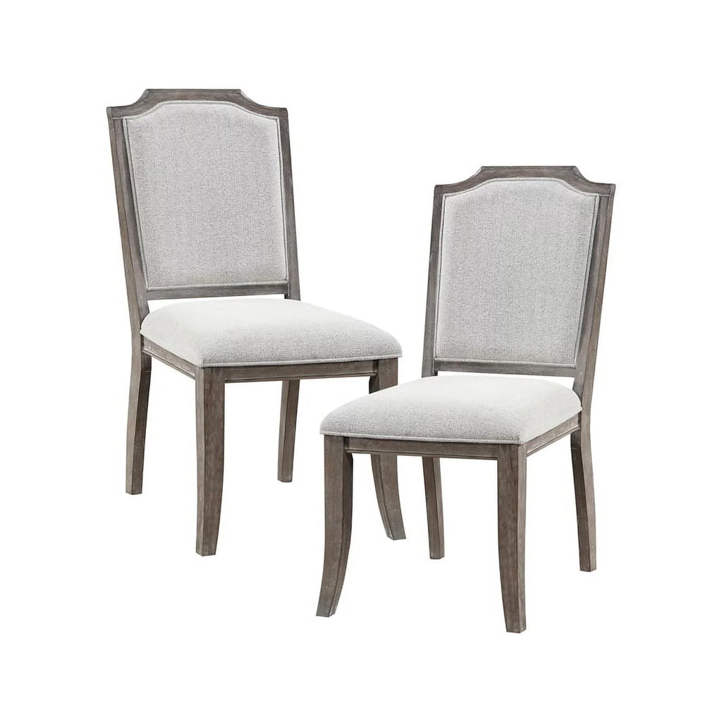 Brown Gray Wood Upholstery Dining Side Chair Set of 2 M97067