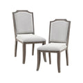 Brown Gray Wood Upholstery Dining Side Chair Set of 2 M97067