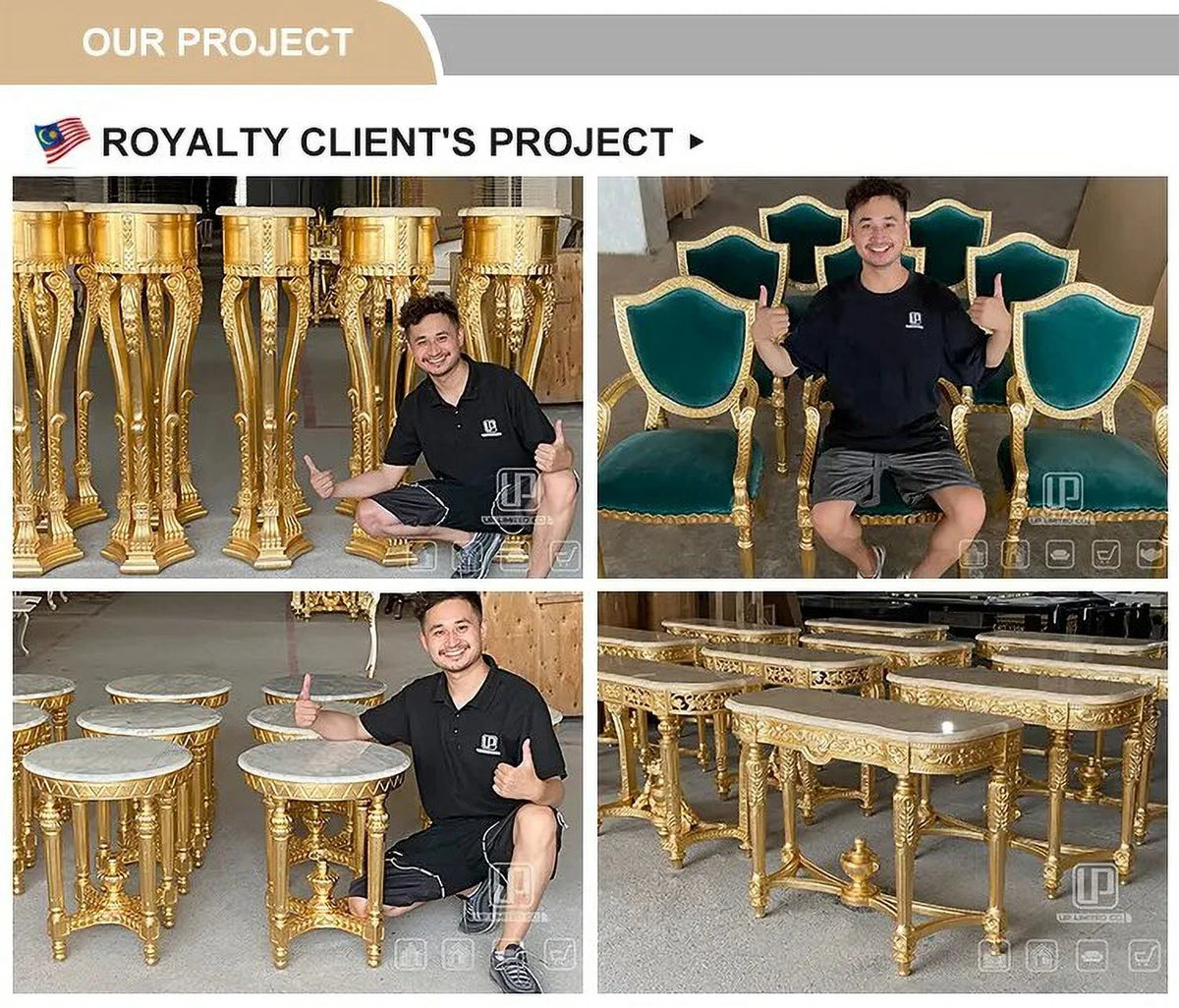 Golden Wooden Sofa Set E951925