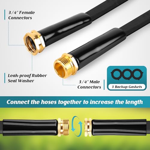 100ft Flexible Kink Free Garden Hose with 10 Function Nozzle A10026