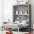 Queen Size Murphy Bed with Storage Shelves Gray D5483