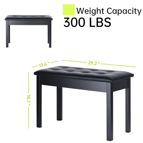 Solid Wood Padded Piano Bench with Storage C885827