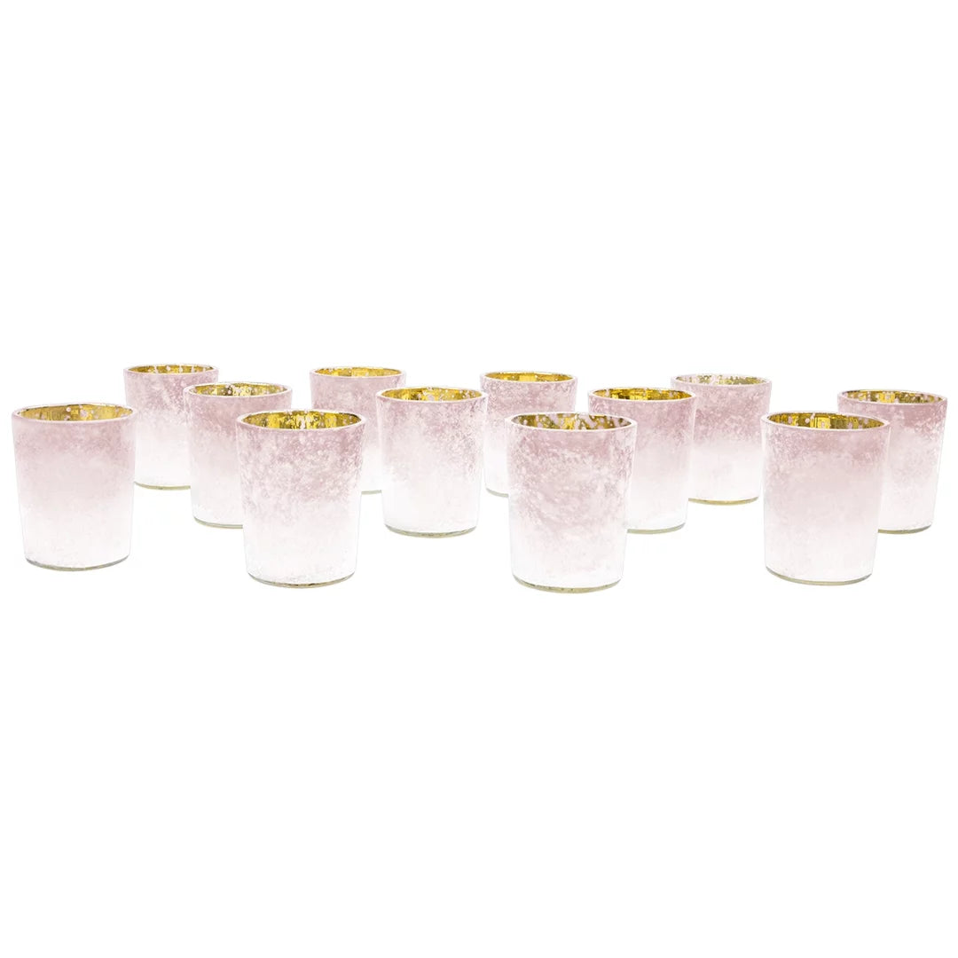 Pink Frosted Ombre Mercury Glass Votive Candle Holders Set of 12 W8685