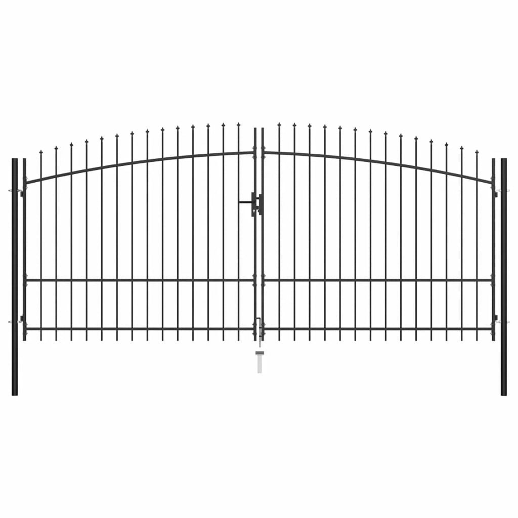 Double Door Fence Gate with Spear 157.5"x88.6" U288