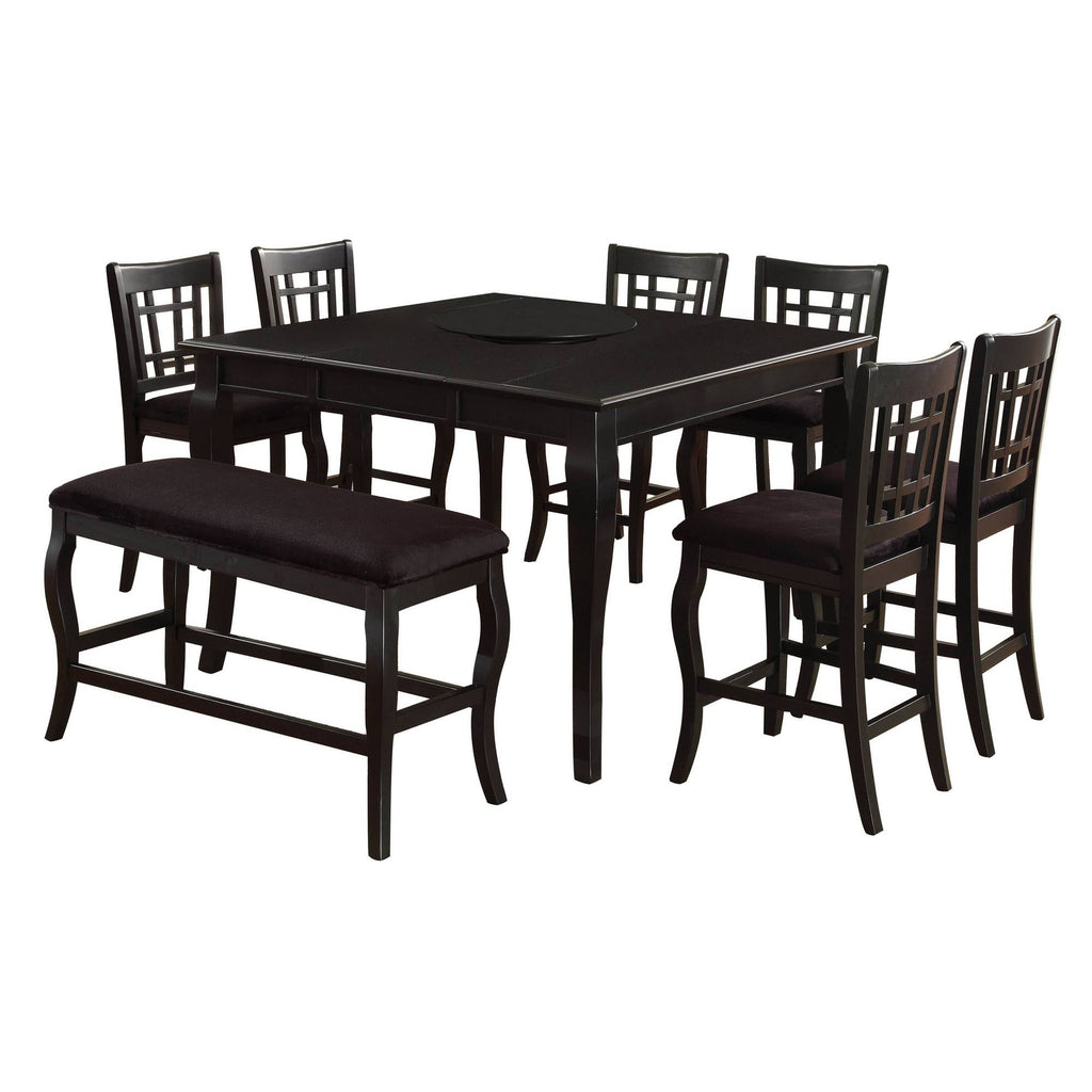 Black Wooden Counter Height Table with Lazy Susan J30702