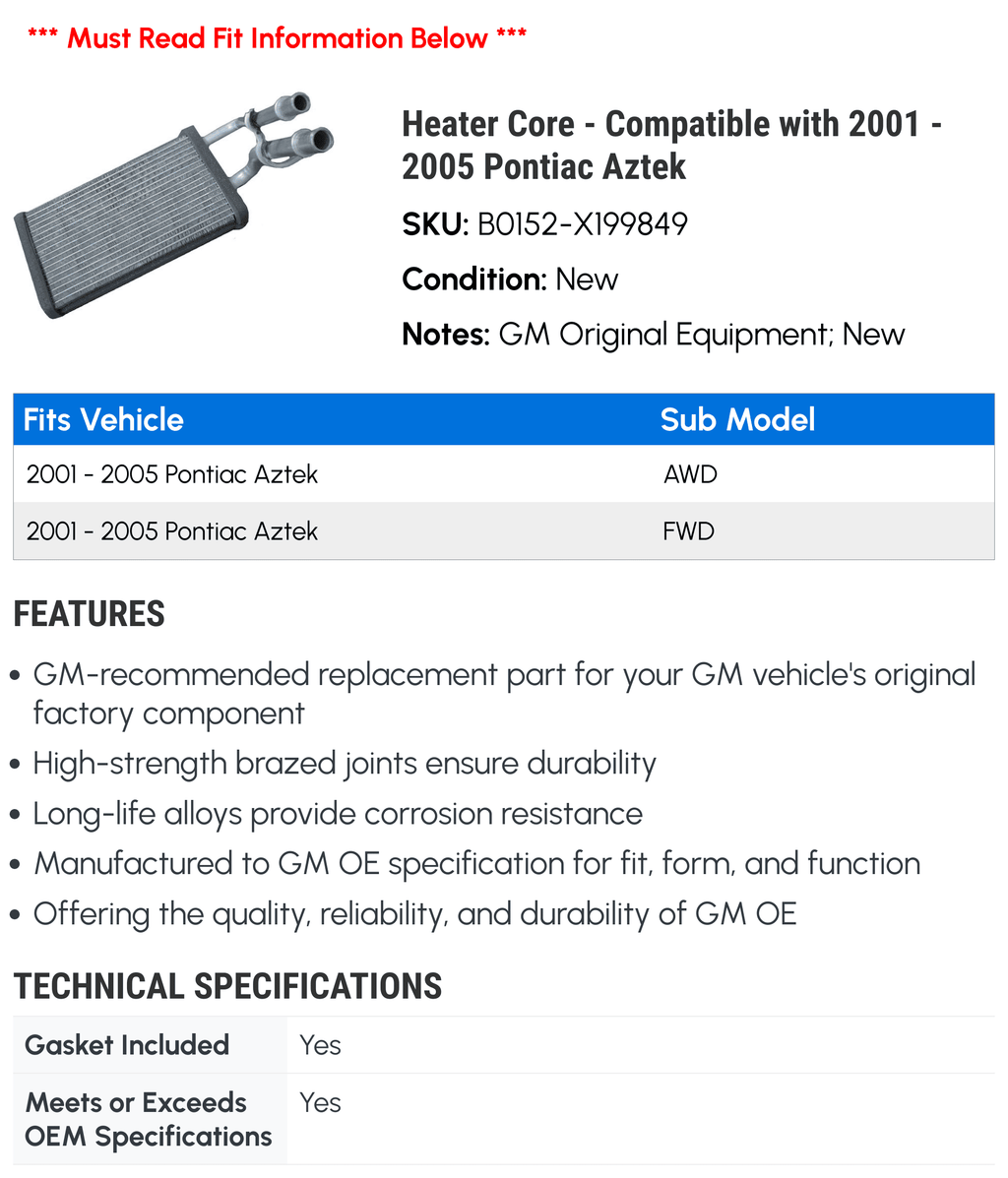 Heater Core Y525325