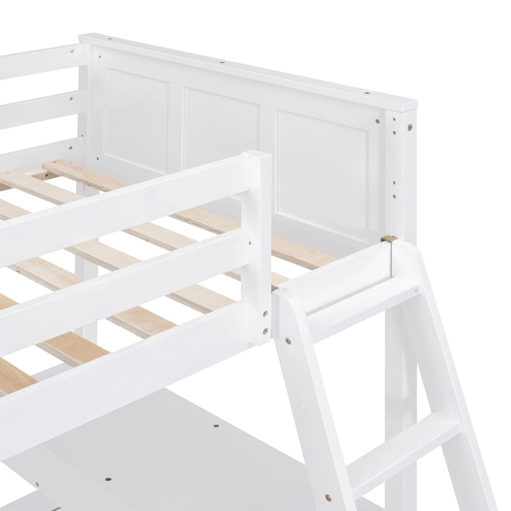 Twin Over Full Bunk Bed with Desk and Storage Drawers Q426505