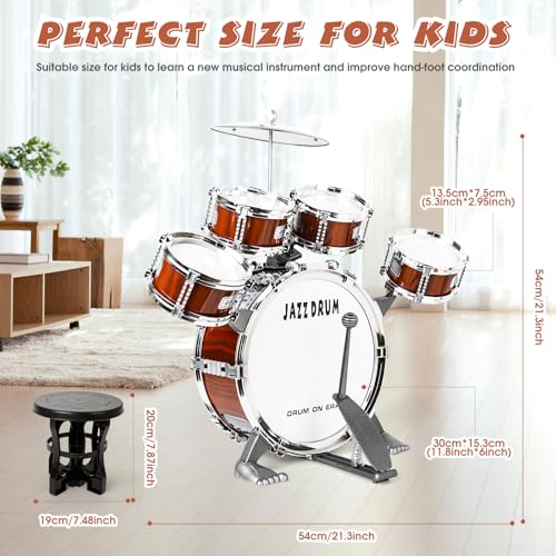 Kids Jazz Drum Set with 5 Drums Percussion Musical Instruments A357