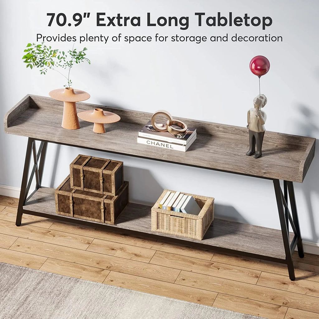 70.9 Inch Industrial Console Table Grey T265