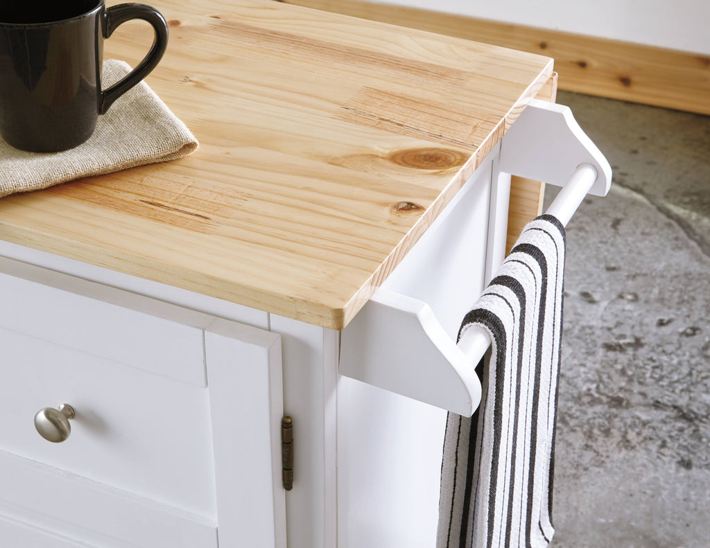 White/Light Brown Kitchen Cart Y76308