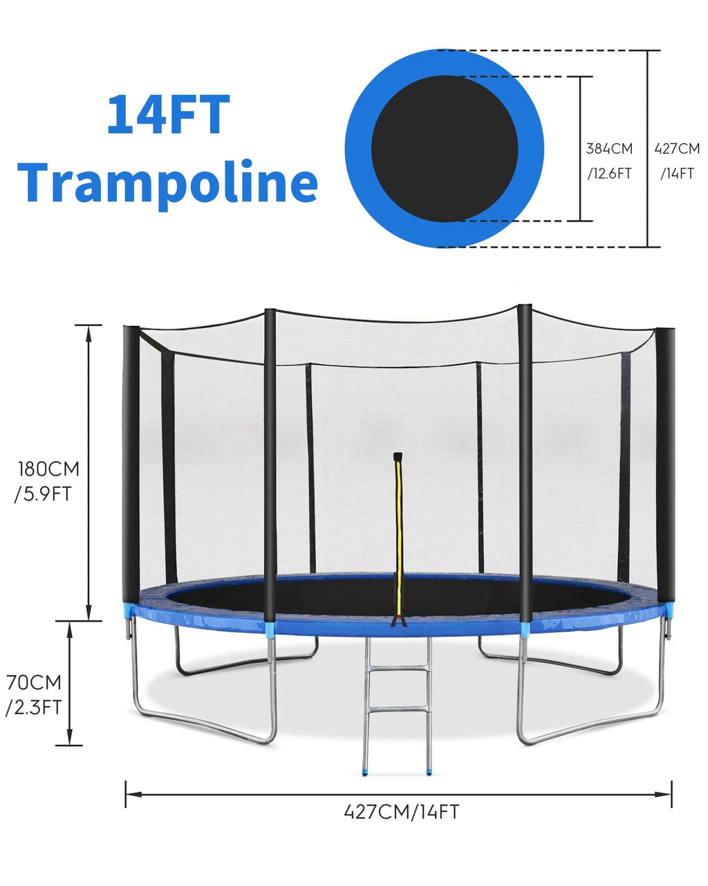 14FT Trampoline with Safety Enclosure A84465