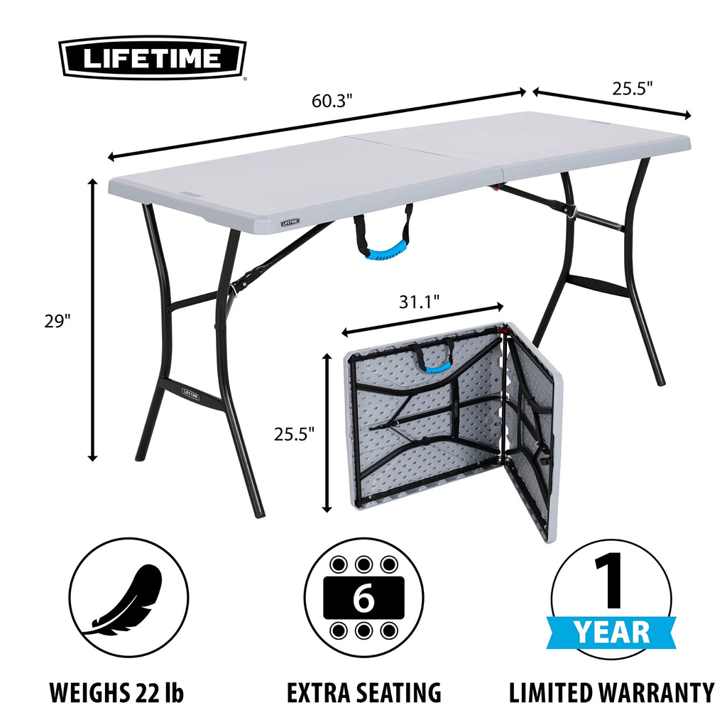 Gray 5 Foot Rectangle Fold-in-Half Table X424208