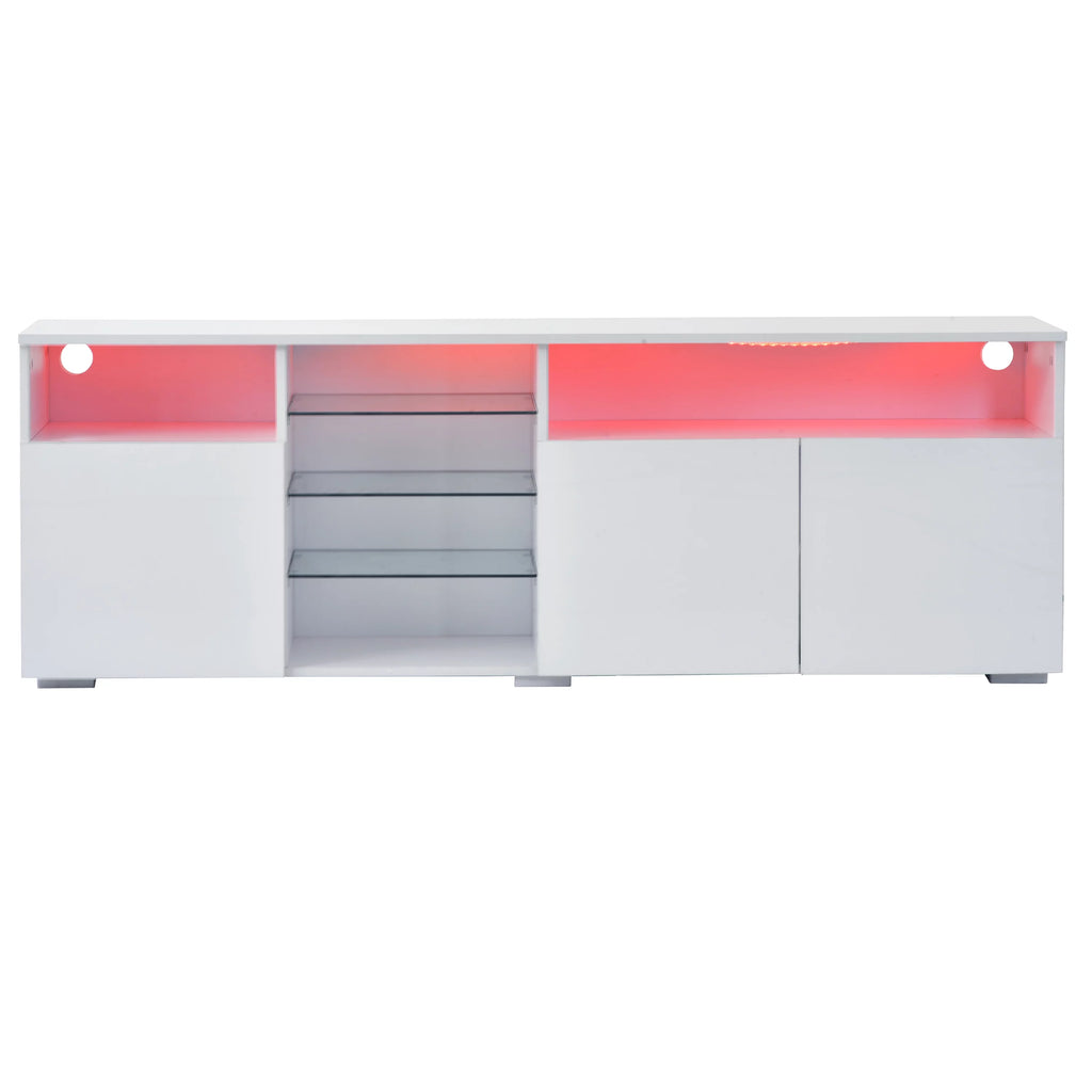 White High Gloss TV Cabinet with LED Lights S7745