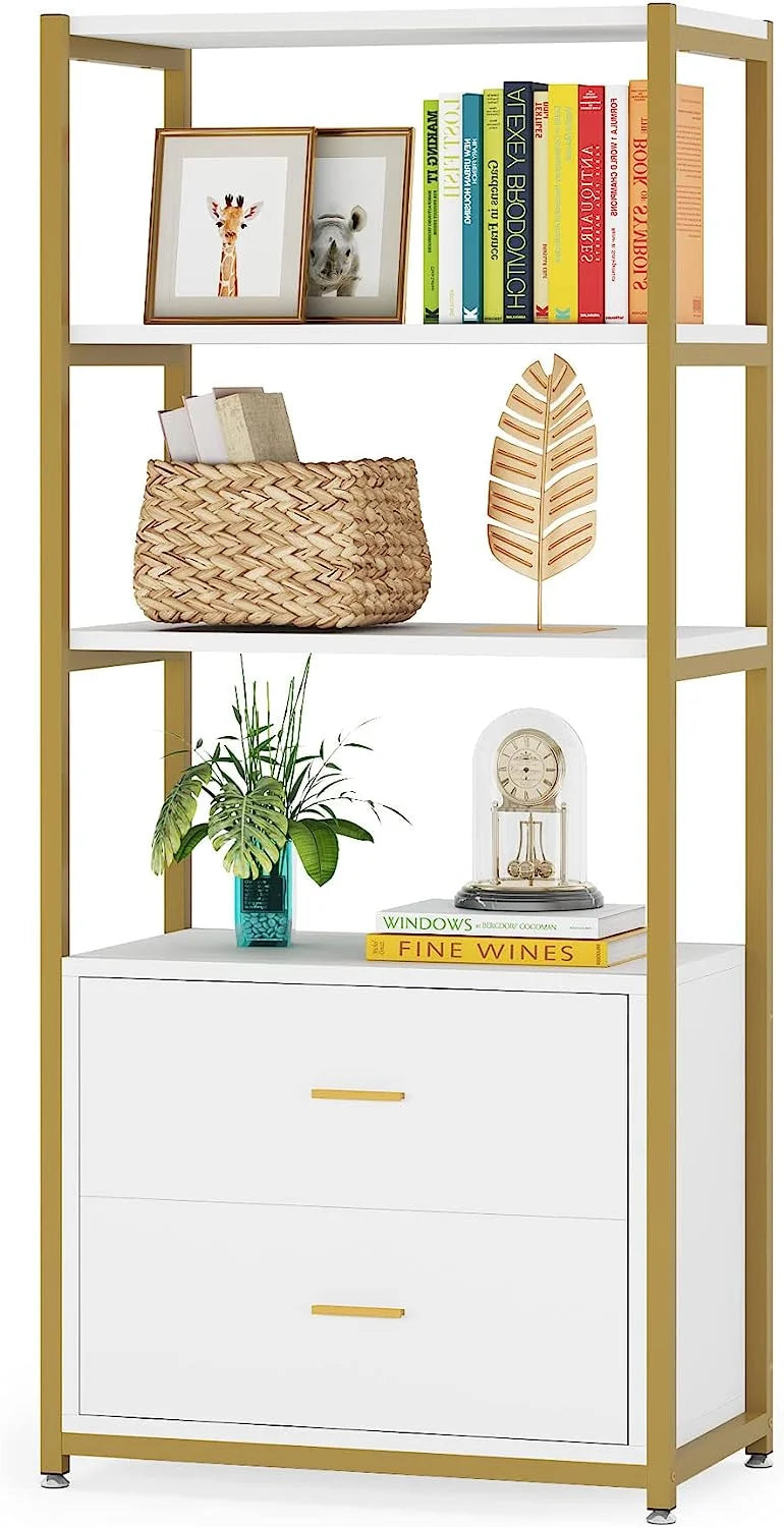 4-Tier Bookshelf with 2 Drawers I8103