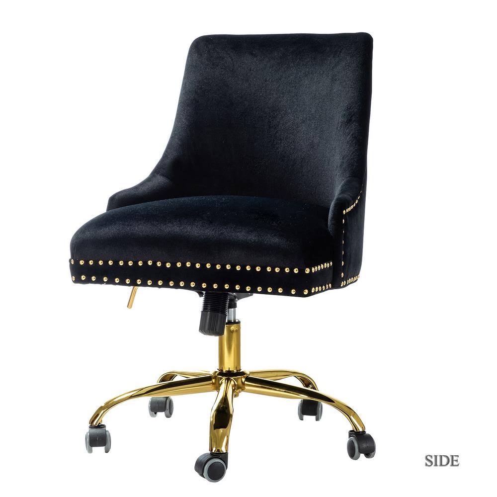 Black Nailhead Swivel Task Chair W1628