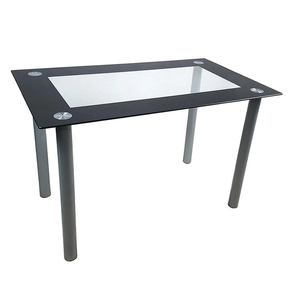 Transparent & Black Tempered Glass Dining Table Set with 4pcs Chairs R33781