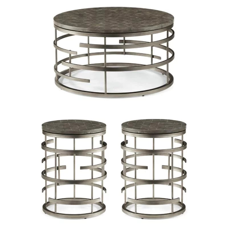 3-Piece Coffee Table Set with 2 Chairside Tables in Gray D5981