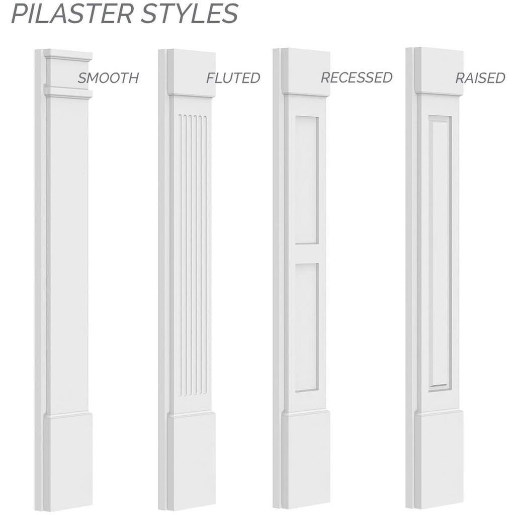 Two Equal Flat Panel PVC Pilaster with Decorative Capital & Base (Pair) S796