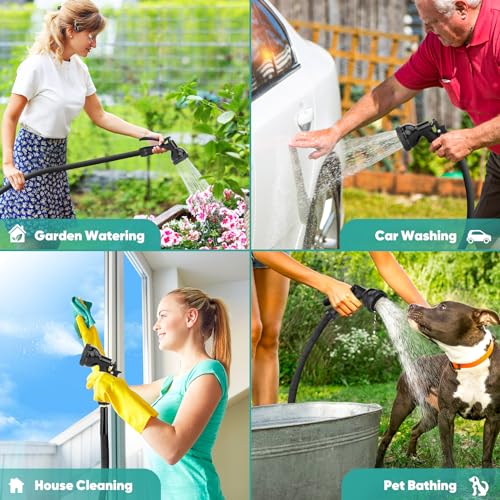 100ft Flexible Kink Free Garden Hose with 10 Function Nozzle A10026