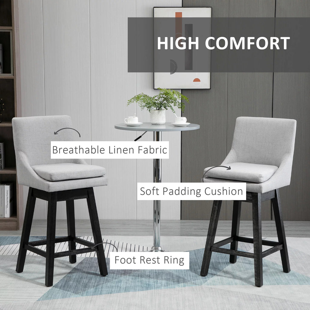 Light Gray Upholstered Swivel Bar Stools Set of 2 P914