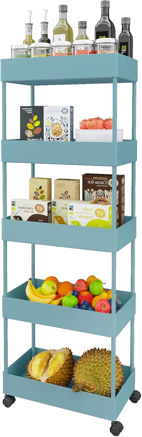 5 Tier Slim Rolling Utility Cart with Wheels K54390