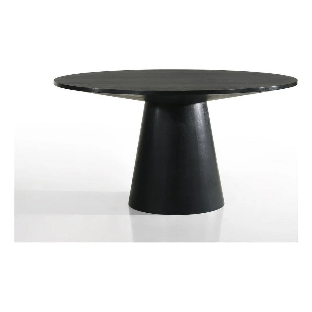Black Wood 5 Pc Round Dining Table Set with Chairs D664799