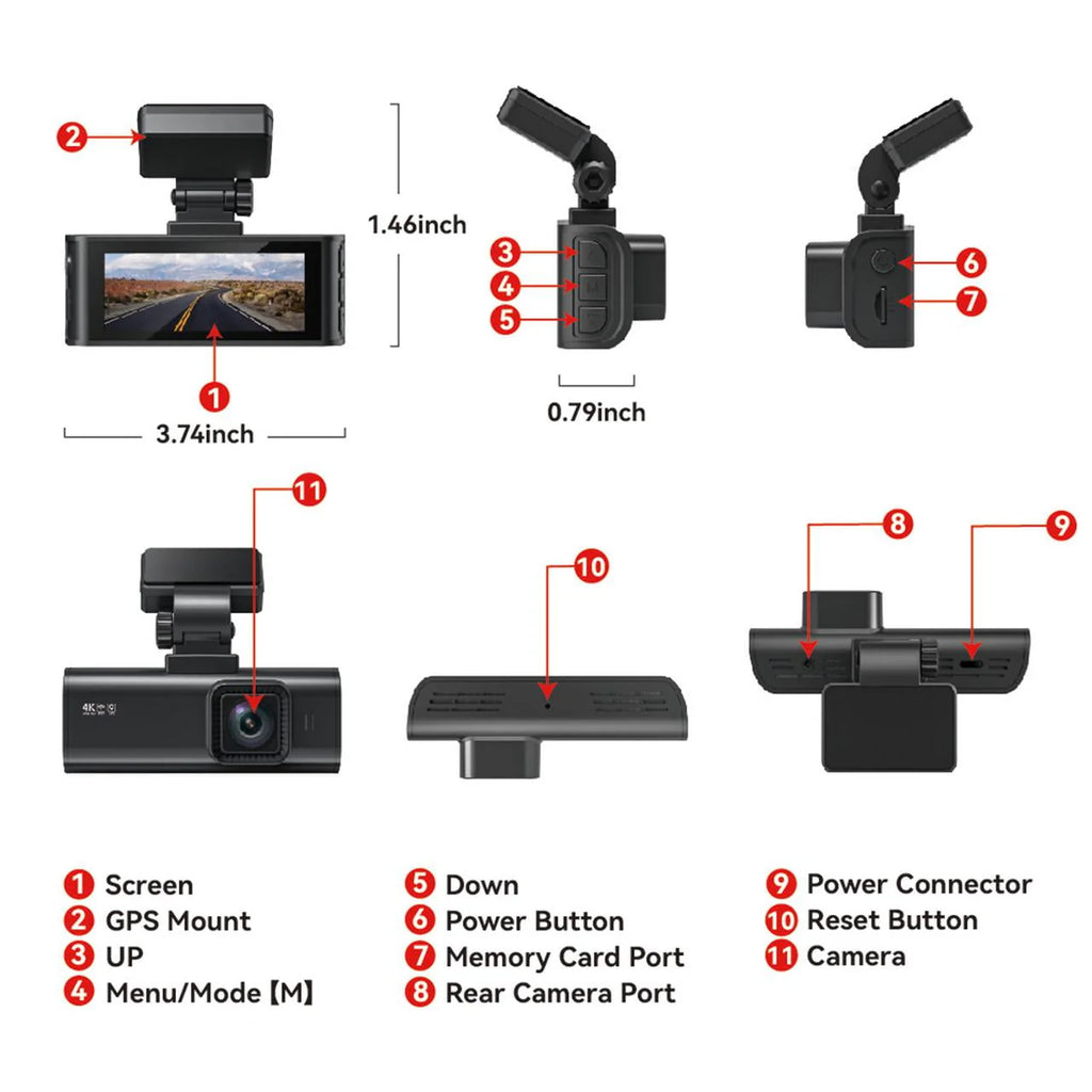 4K Dash Cam with WiFi GPS Night Vision X24259