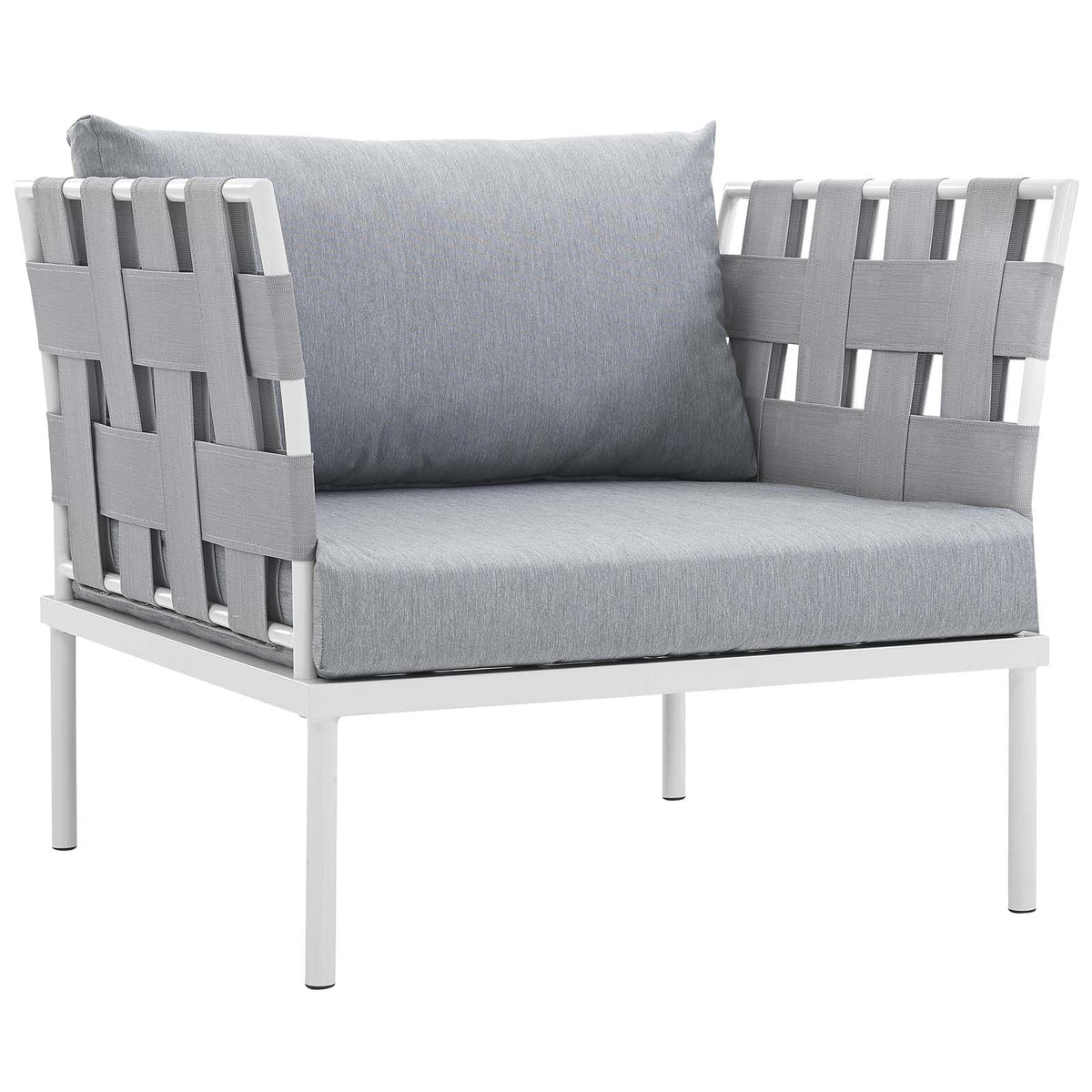 5 Piece White Gray Outdoor Aluminum Sectional Sofa Set R978