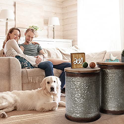 Galvanized Metal Storage Ottoman Side Table A84771
