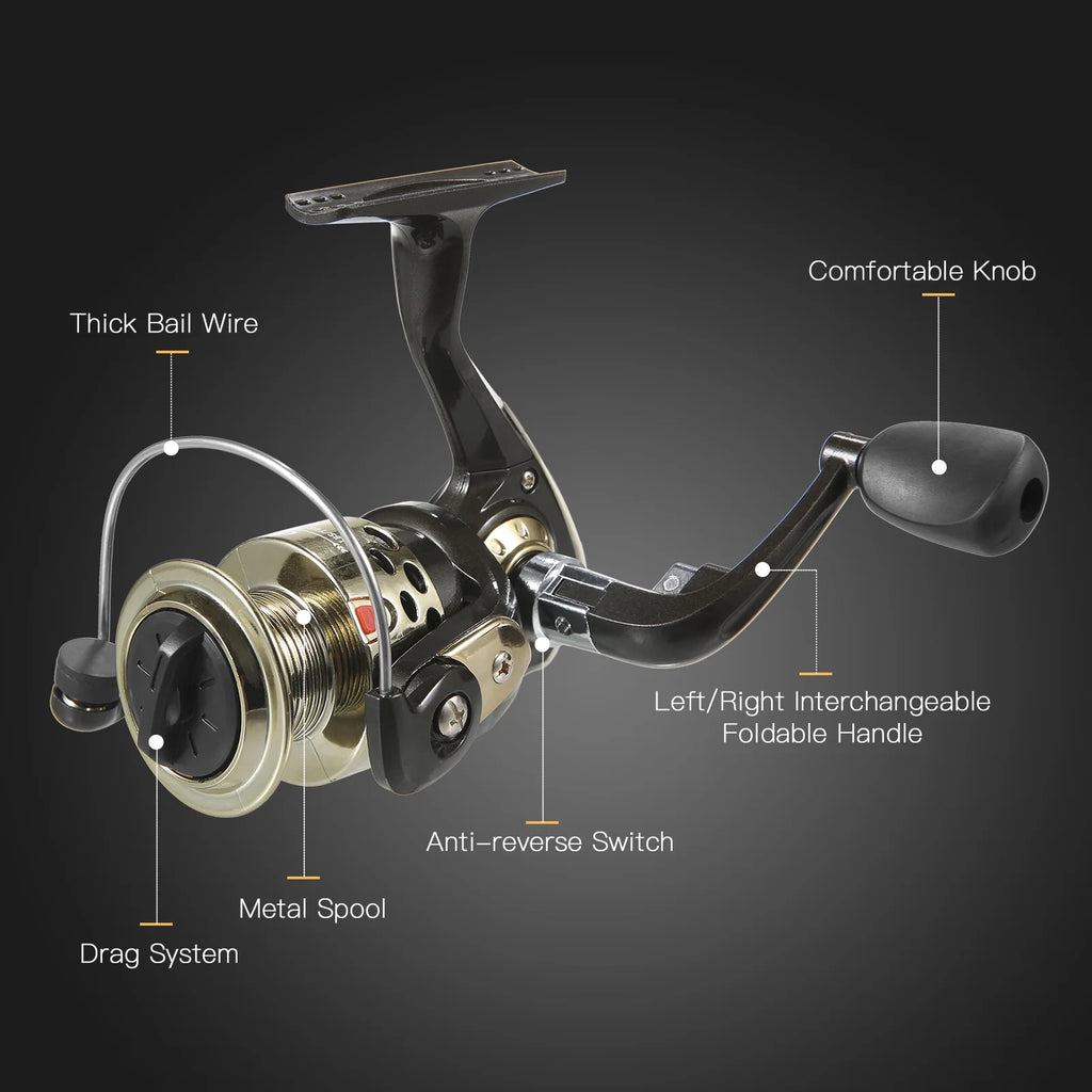Spinning Rod Telescopic Pole Reel Combo Kit with Lures Swivels E99959